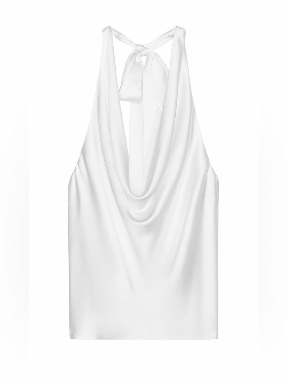 Zara White Draped Halter Tie-Back Camisole